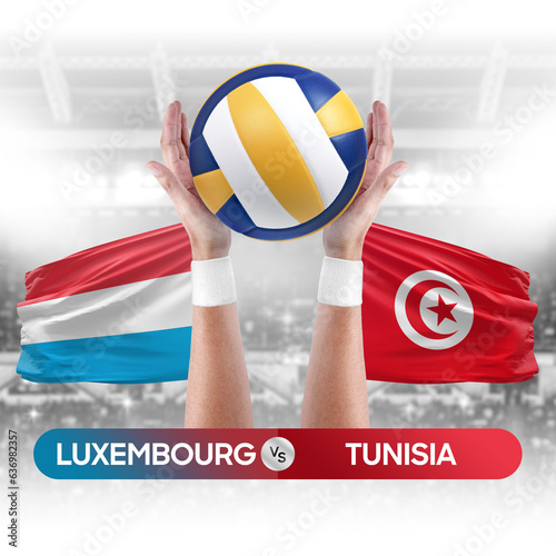 Luxembourg vs Tunisia national teams volleyball volley ball match competition concept. photo
