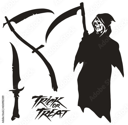 Death with scythe element monochrome