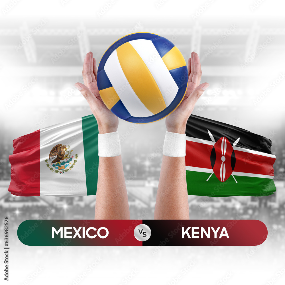 Mexico vs Kenya national teams volleyball volley ball match competition concept.