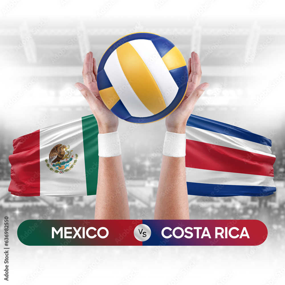 Mexico vs Costa Rica national teams volleyball volley ball match competition concept.