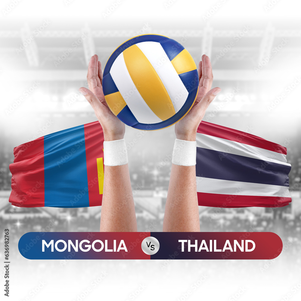 Mongolia vs Thailand national teams volleyball volley ball match competition concept.