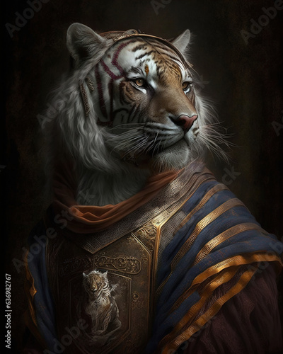 Tiger portrait in renaissance style