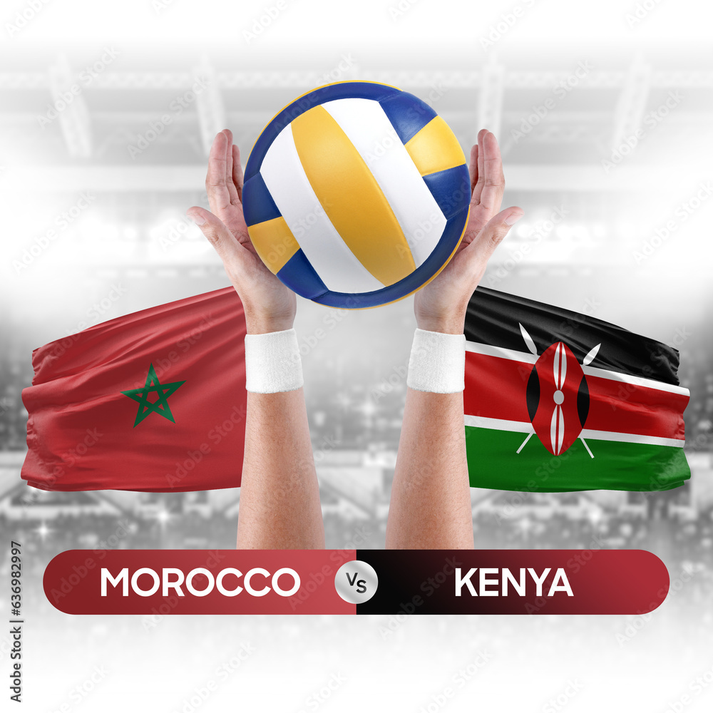 Morocco vs Kenya national teams volleyball volley ball match competition concept.