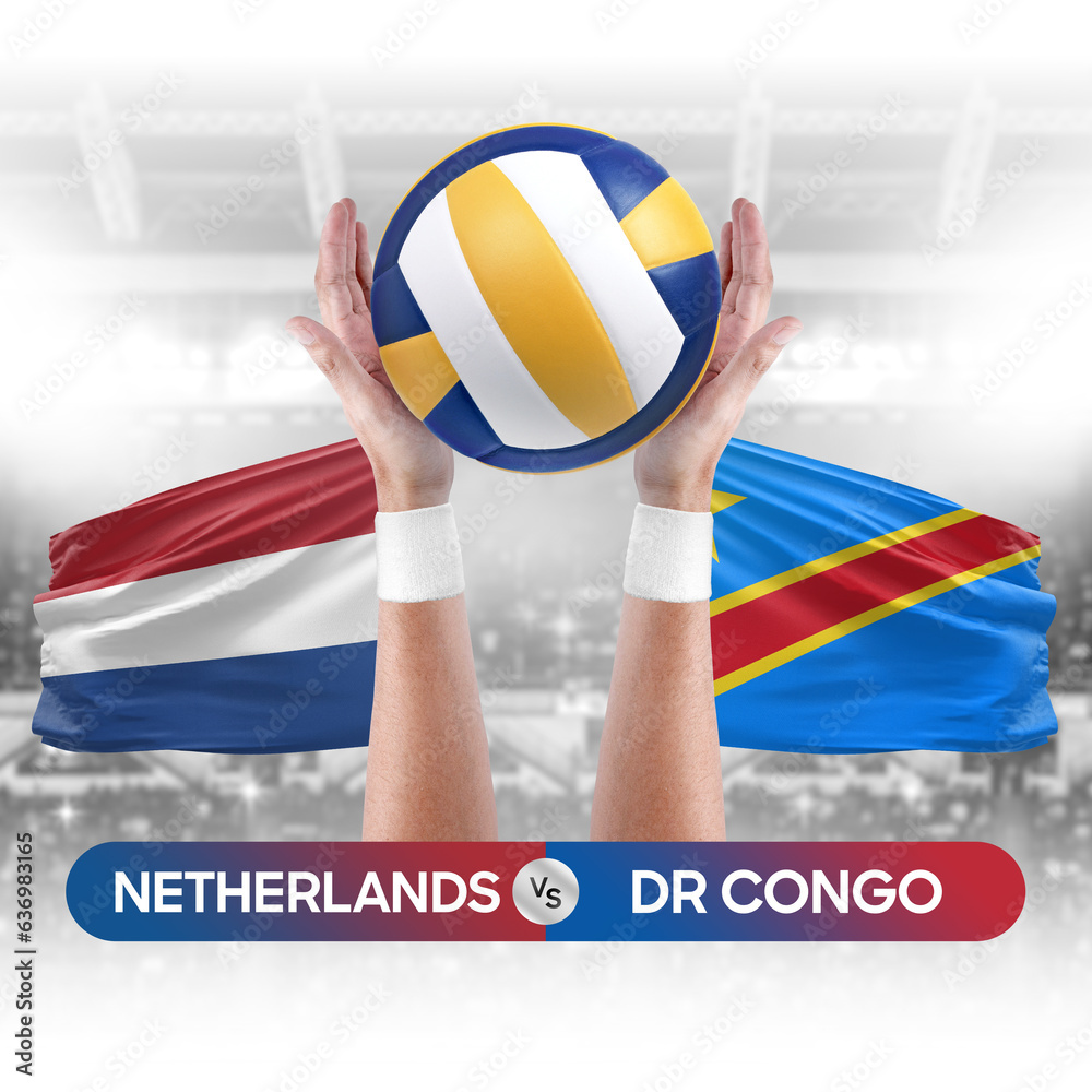 Netherlands vs Dr Congo national teams volleyball volley ball match competition concept.
