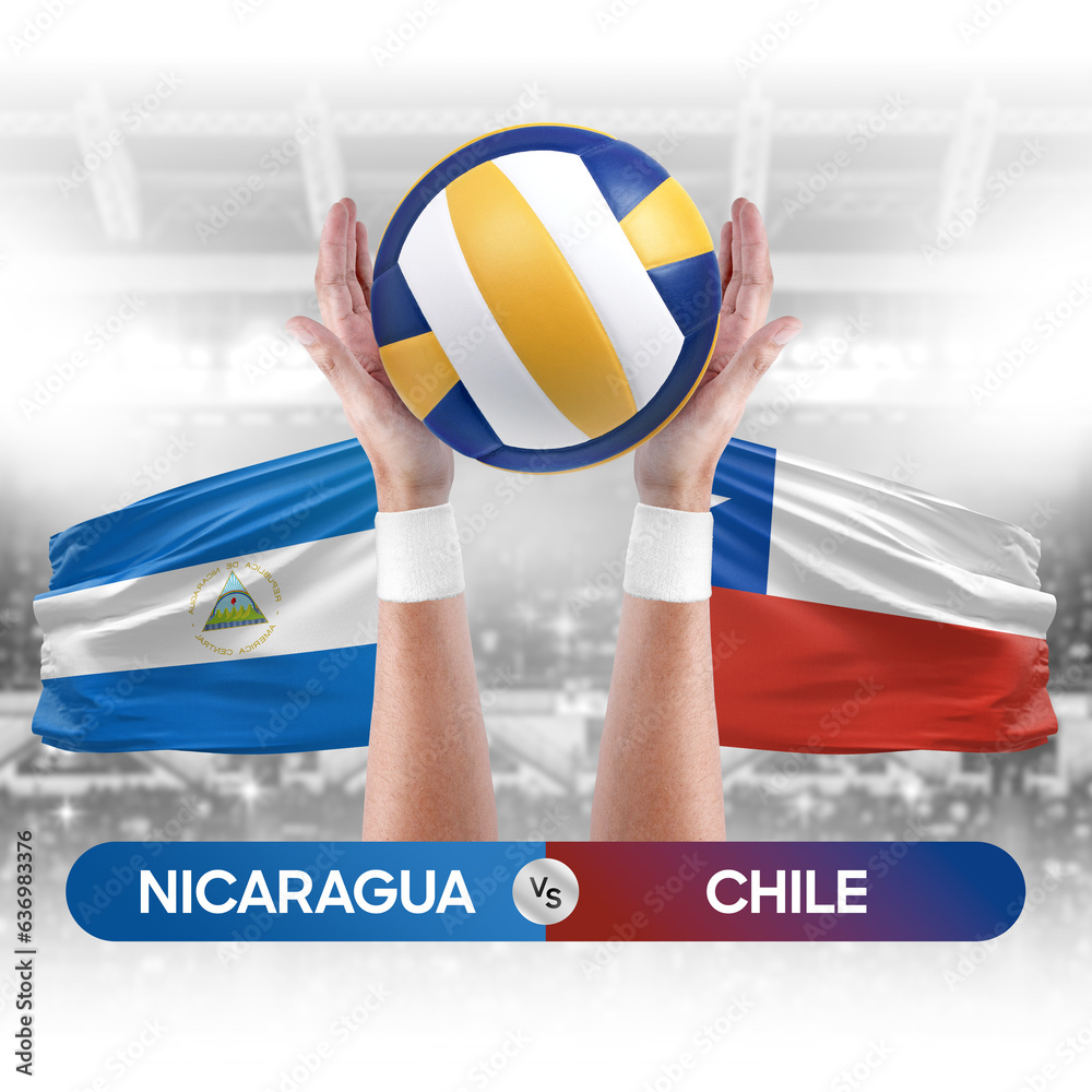 Nicaragua vs Chile national teams volleyball volley ball match competition concept.