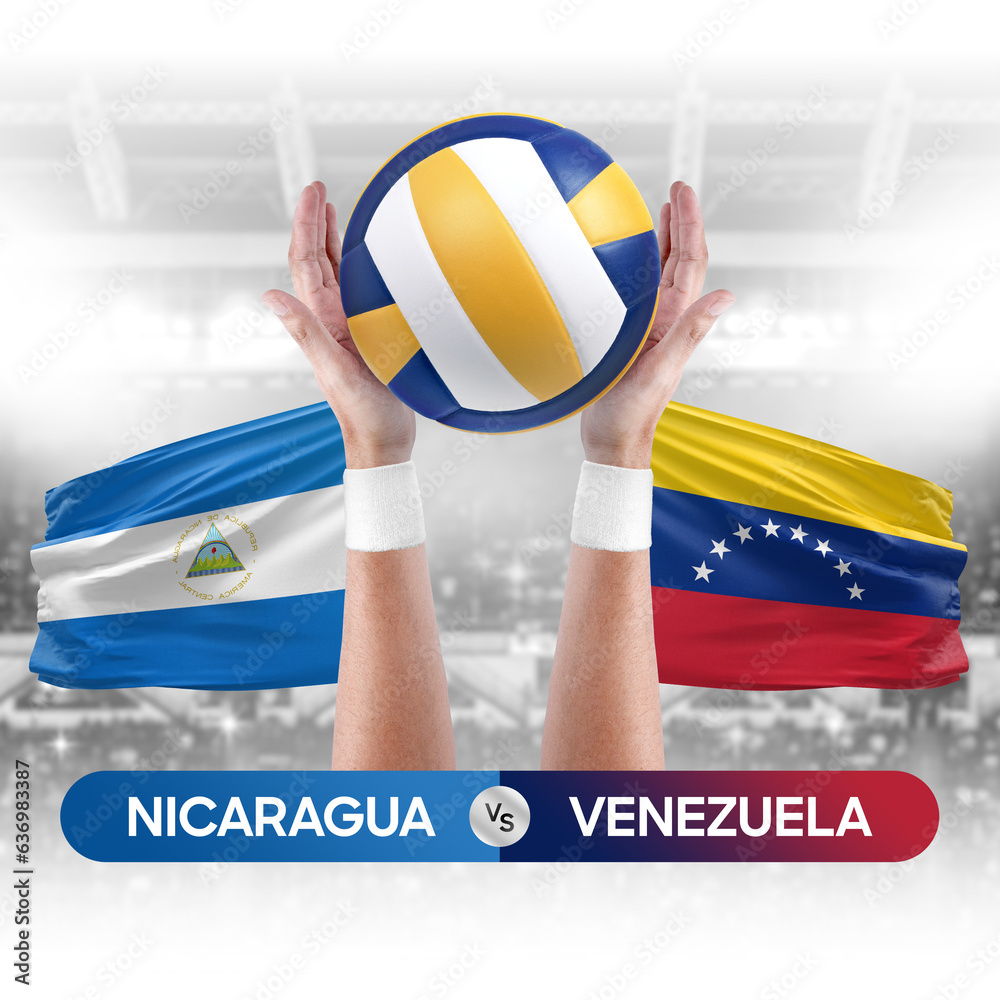 Nicaragua vs Venezuela national teams volleyball volley ball match competition concept.