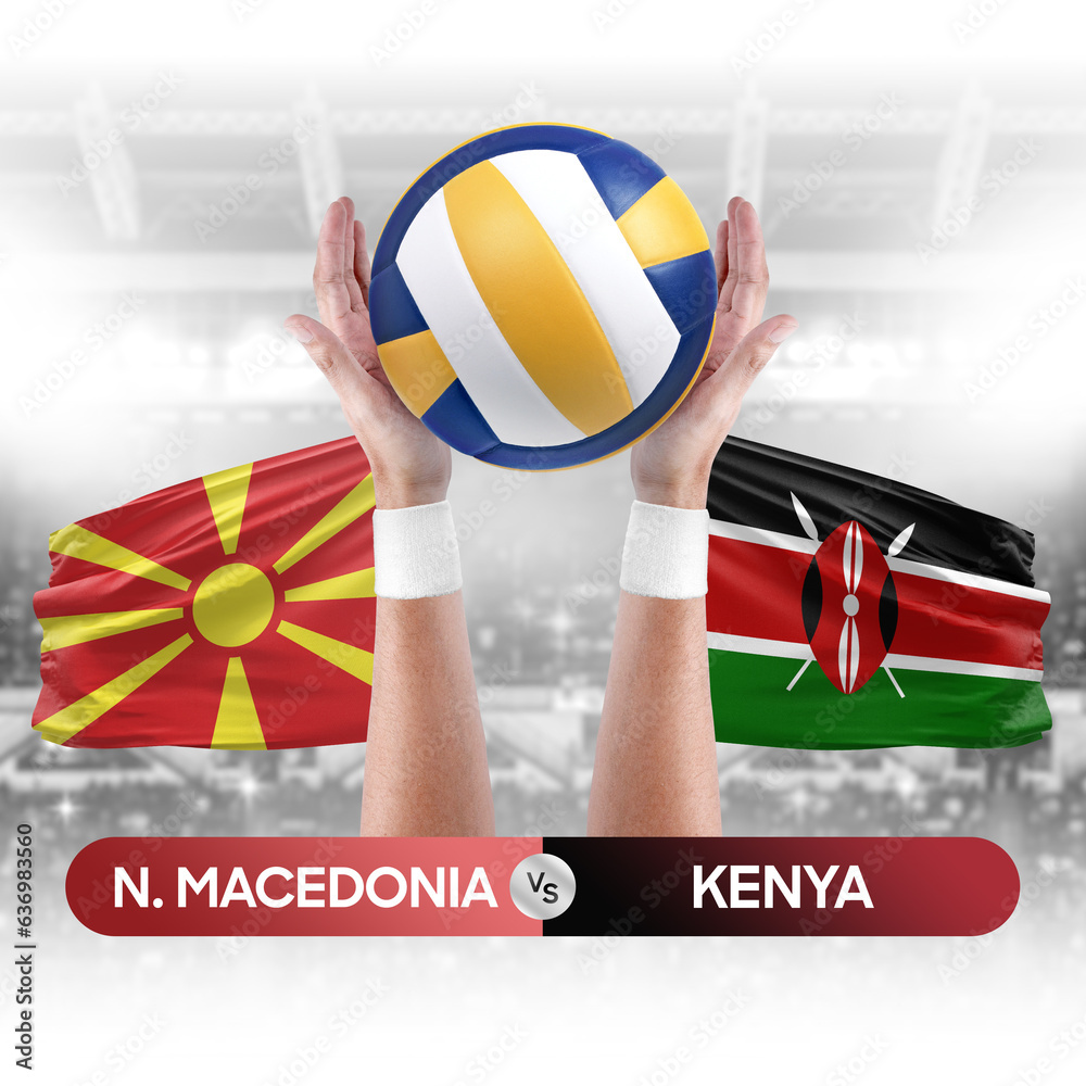 North Macedonia vs Kenya national teams volleyball volley ball match competition concept.