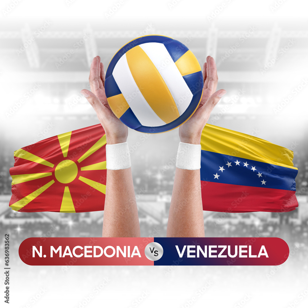 North Macedonia vs Venezuela national teams volleyball volley ball match competition concept.