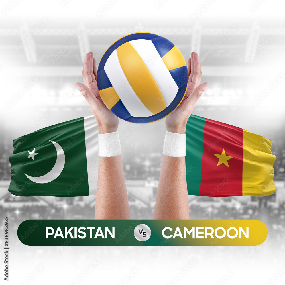 Pakistan vs Cameroon national teams volleyball volley ball match competition concept.