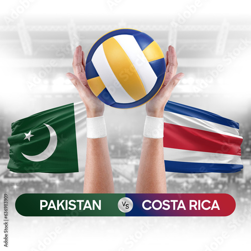 Pakistan vs Costa Rica national teams volleyball volley ball match competition concept.