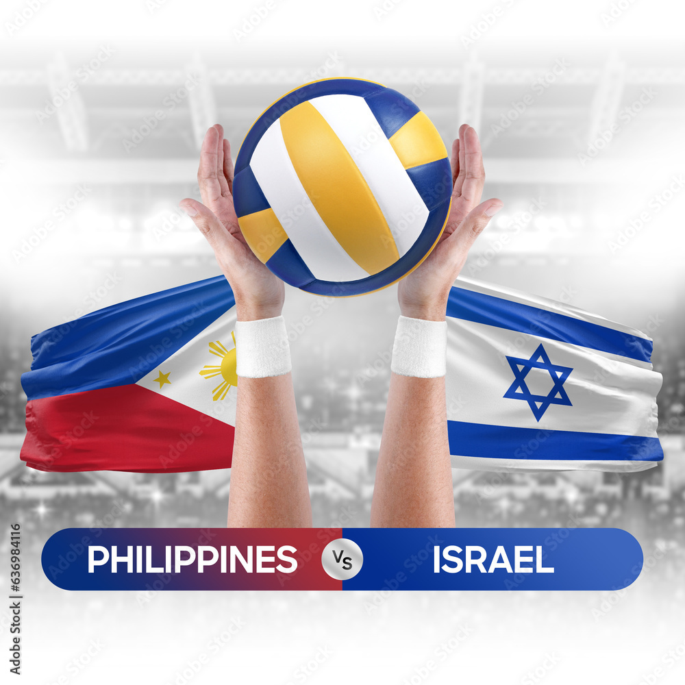 Philippines vs Israel national teams volleyball volley ball match competition concept.