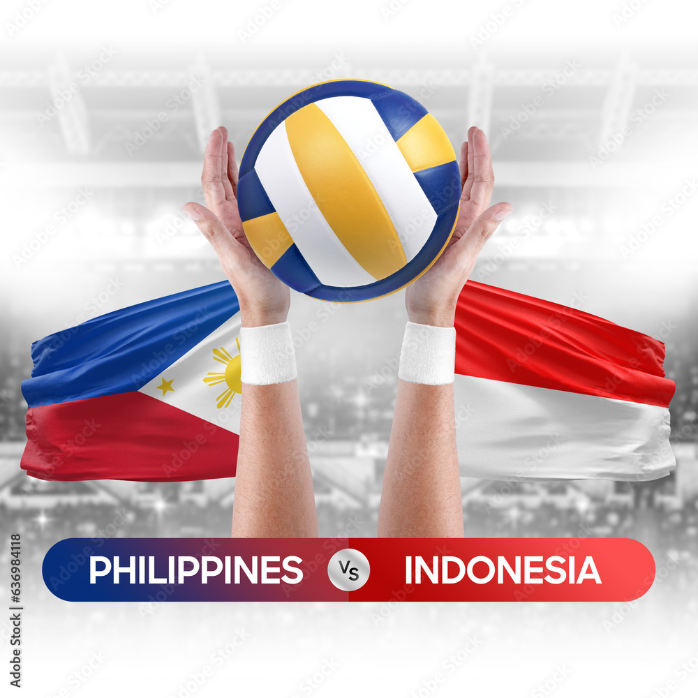 Philippines vs Indonesia national teams volleyball volley ball match competition concept.