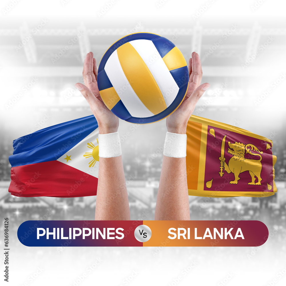 Philippines vs Sri Lanka national teams volleyball volley ball match competition concept.