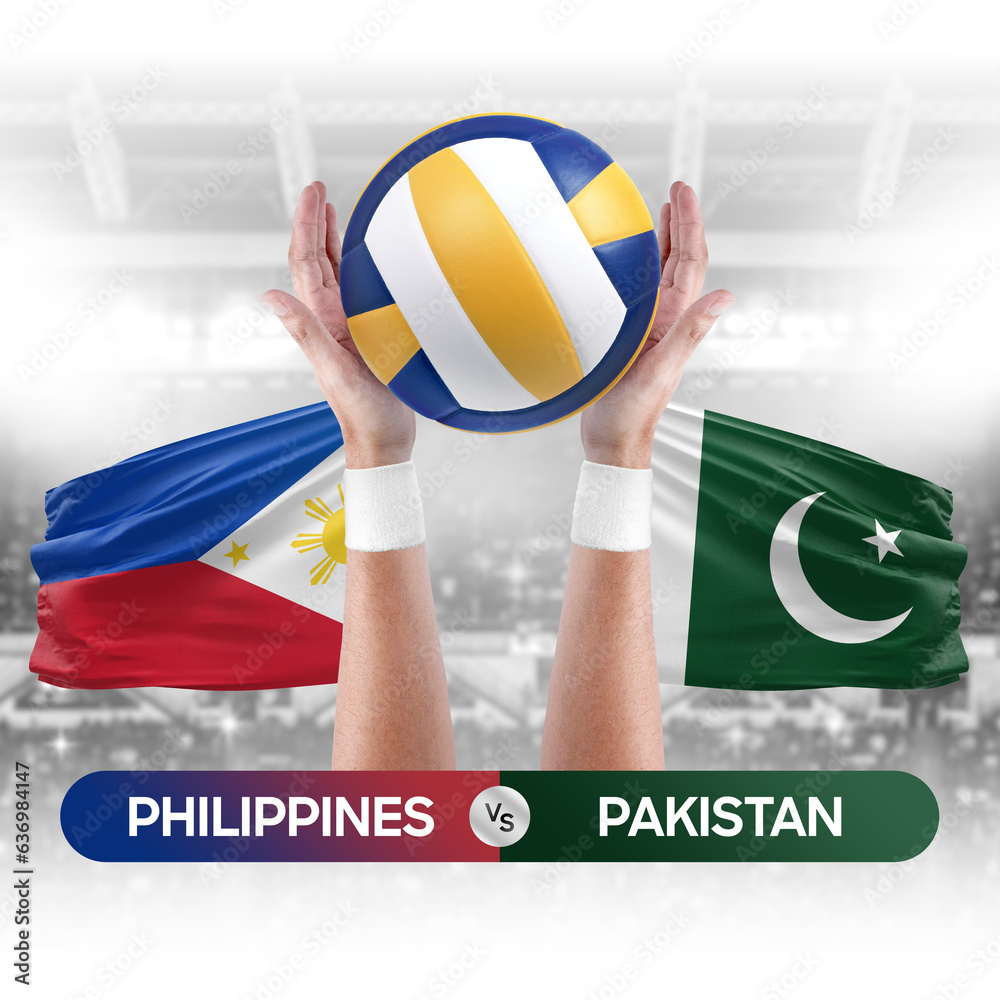 Philippines vs Pakistan national teams volleyball volley ball match competition concept.