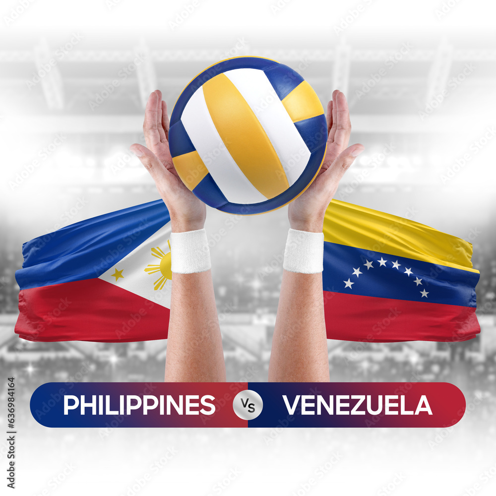 Philippines vs Venezuela national teams volleyball volley ball match competition concept.