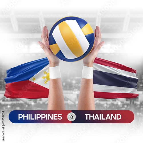 Philippines vs Thailand national teams volleyball volley ball match competition concept.