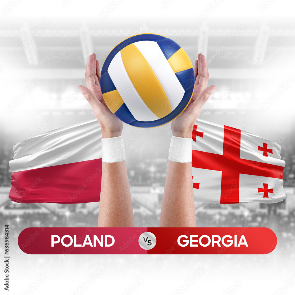 Poland vs Georgia national teams volleyball volley ball match competition concept.