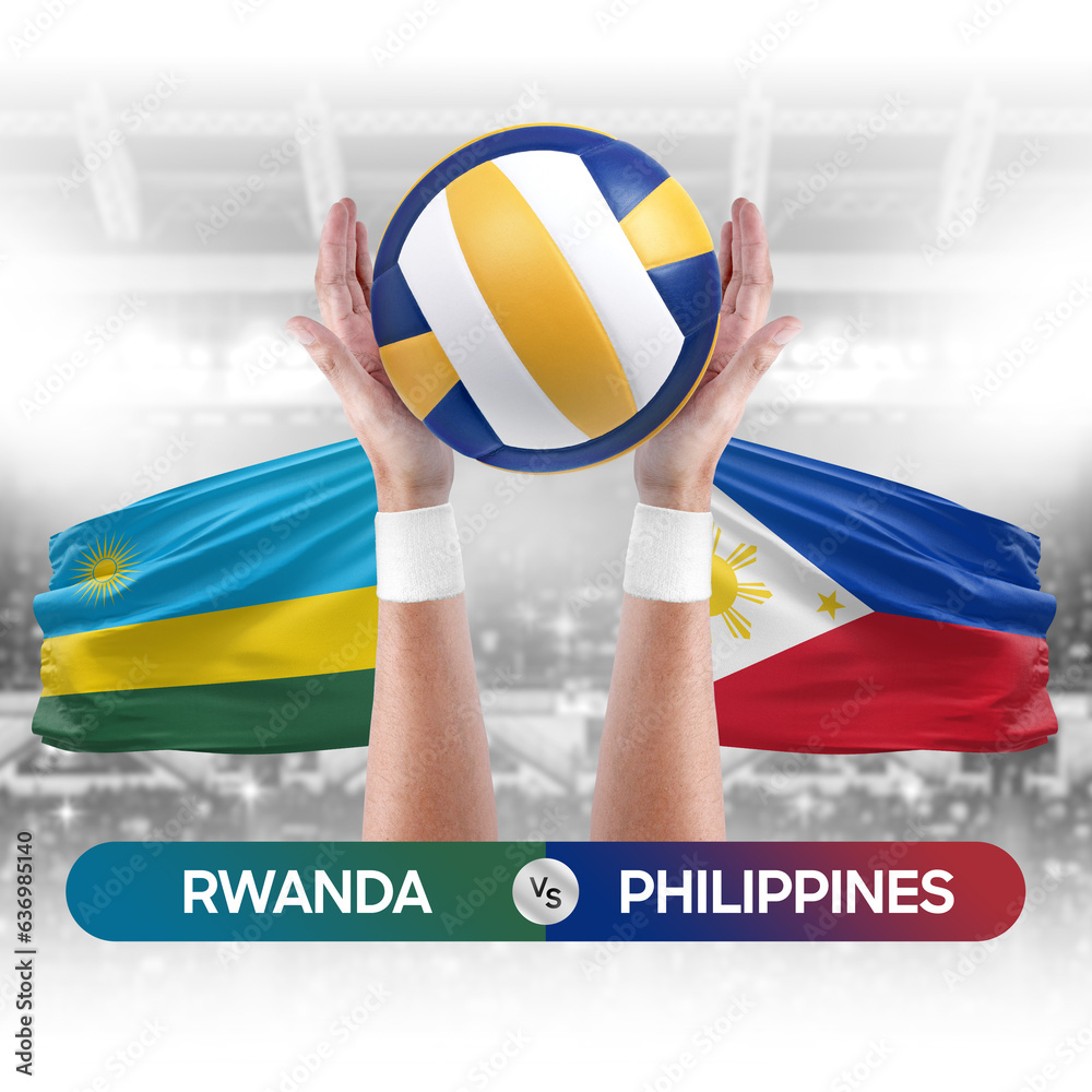 Rwanda vs Philippines national teams volleyball volley ball match competition concept.