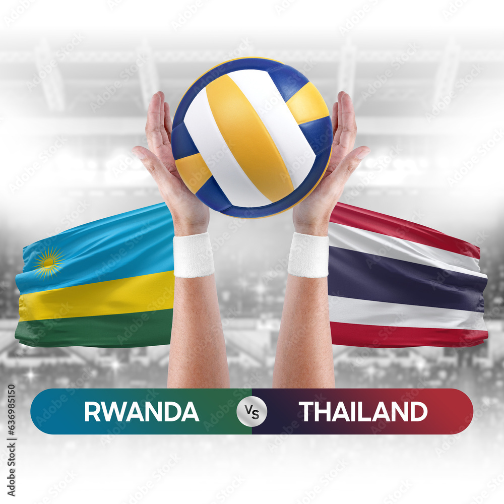 Rwanda vs Thailand national teams volleyball volley ball match competition concept.