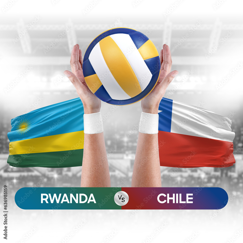 Rwanda vs Chile national teams volleyball volley ball match competition concept.