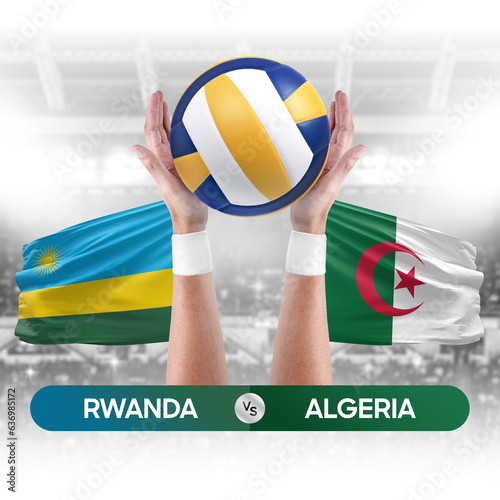 Rwanda vs Algeria national teams volleyball volley ball match competition concept.