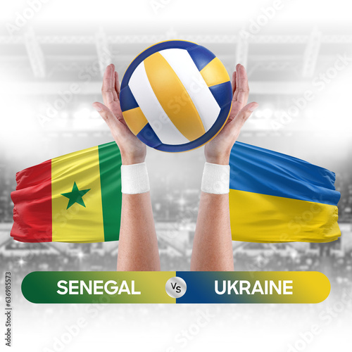 Senegal vs Ukraine national teams volleyball volley ball match competition concept.