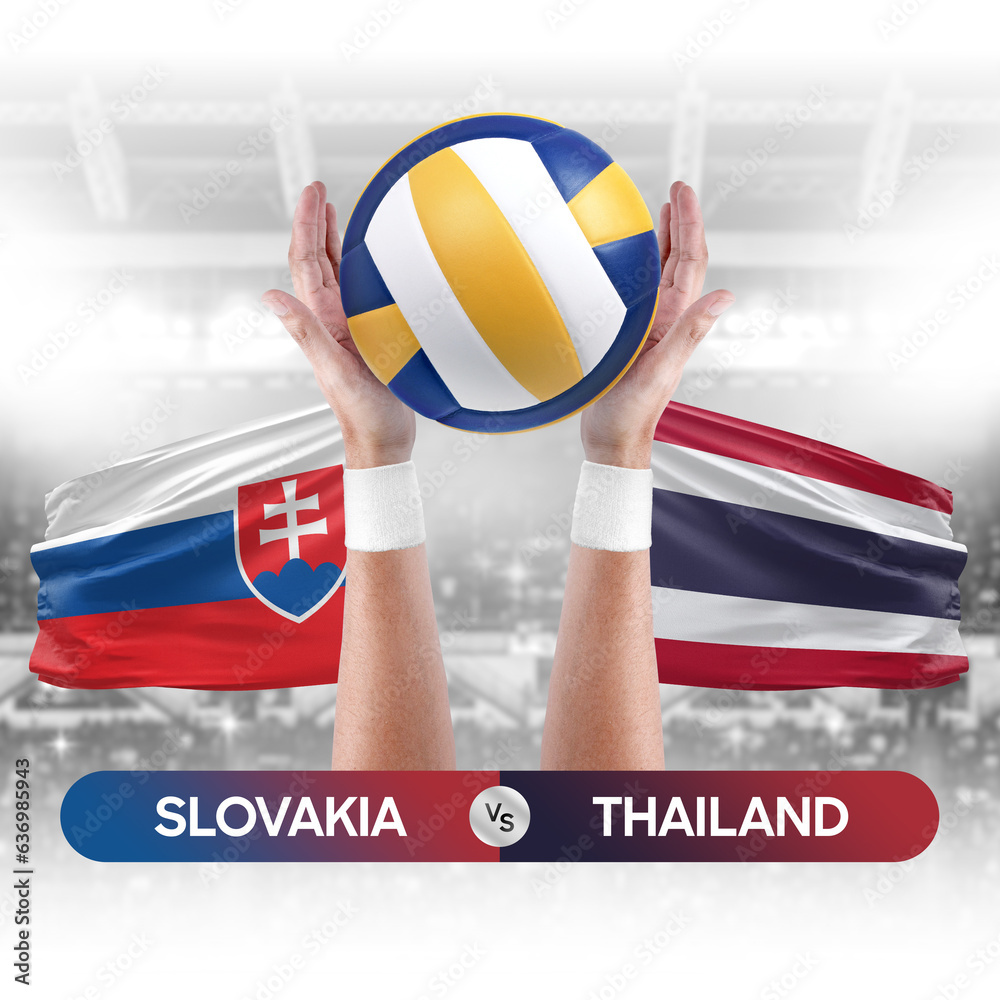 Slovakia vs Thailand national teams volleyball volley ball match competition concept.