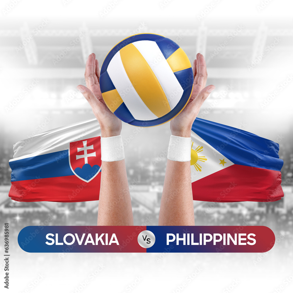 Slovakia vs Philippines national teams volleyball volley ball match competition concept.