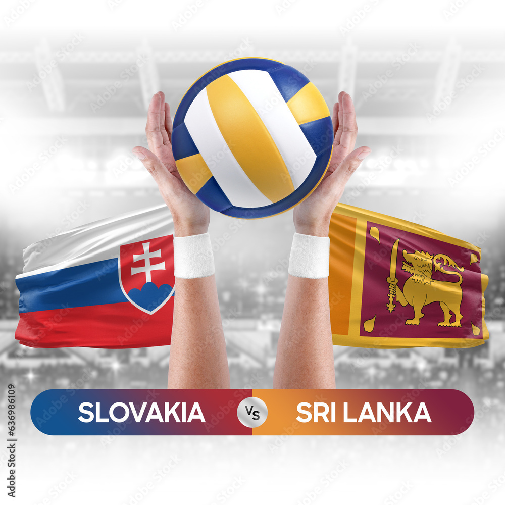 Slovakia vs Sri Lanka national teams volleyball volley ball match competition concept.