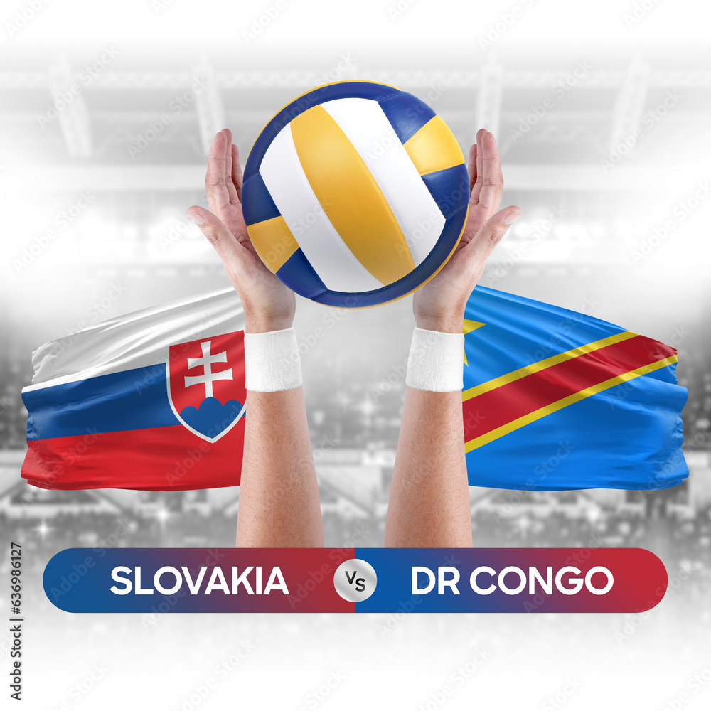Slovakia vs Dr Congo national teams volleyball volley ball match competition concept.