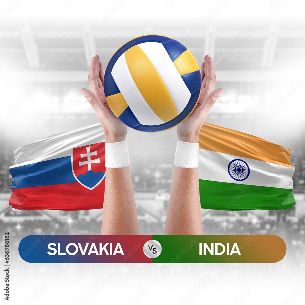 Slovakia vs India national teams volleyball volley ball match competition concept.