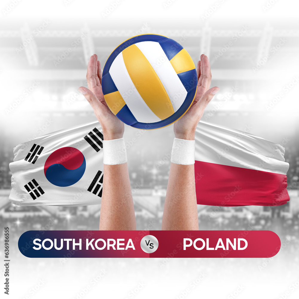 South Korea vs Poland national teams volleyball volley ball match competition concept.