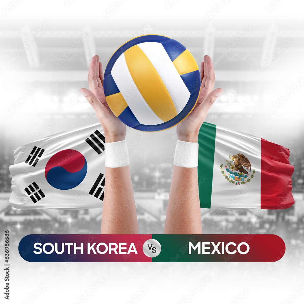 South Korea vs Mexico national teams volleyball volley ball match competition concept.