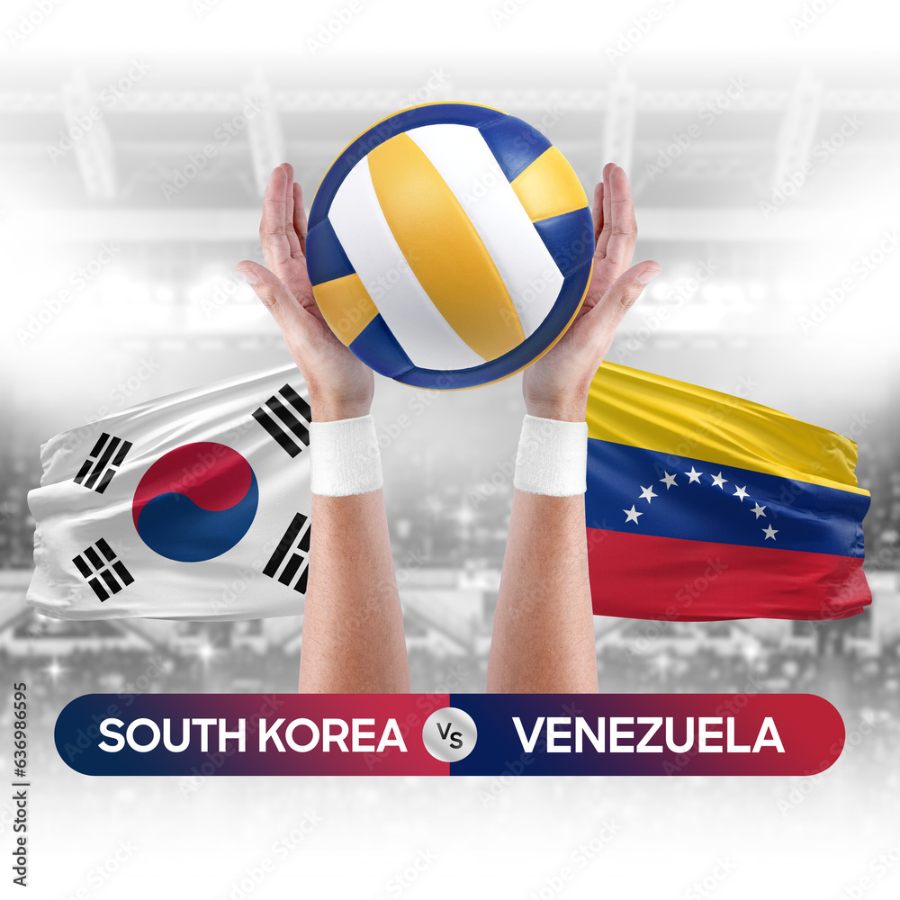 South Korea vs Venezuela national teams volleyball volley ball match competition concept.