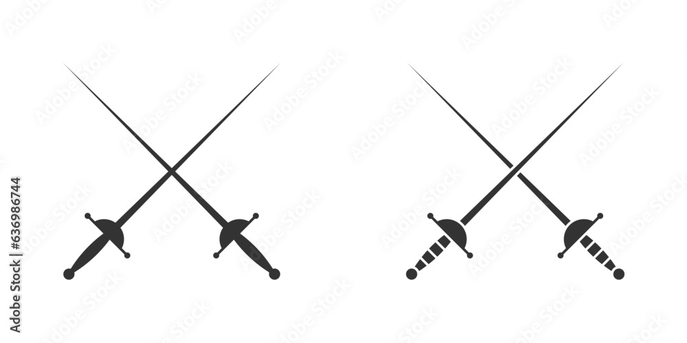 Crossed rapiers icon. Vector illustration. Crossed rapiers icon. Vector illustration.