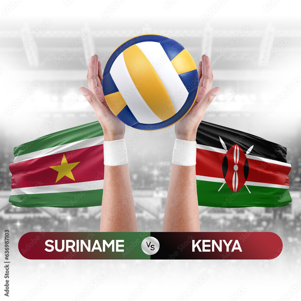 Suriname vs Kenya national teams volleyball volley ball match competition concept.