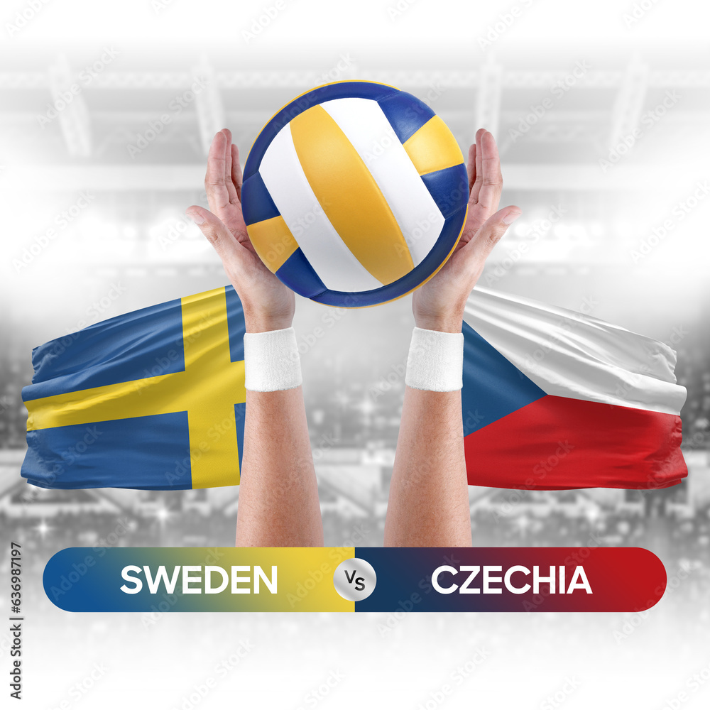 Sweden vs Czechia national teams volleyball volley ball match competition concept.