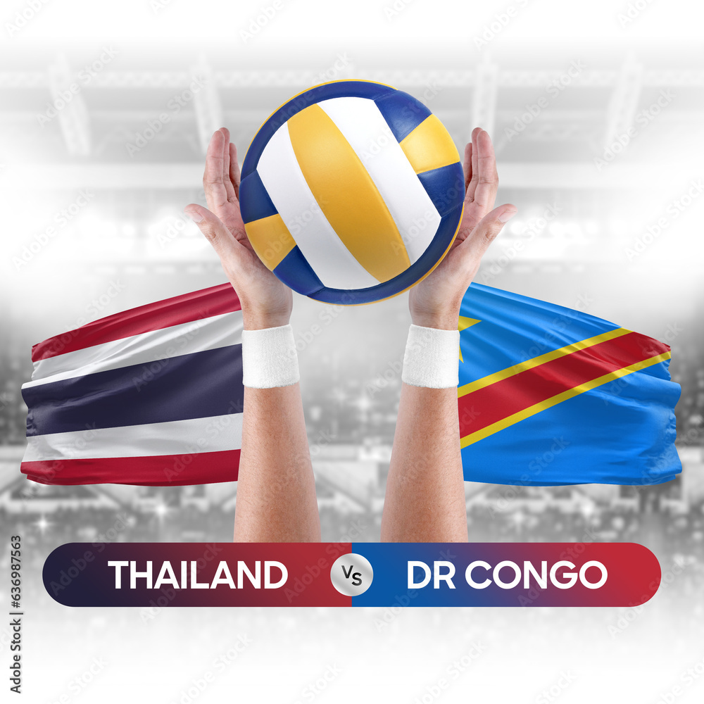 Thailand vs Dr Congo national teams volleyball volley ball match competition concept.