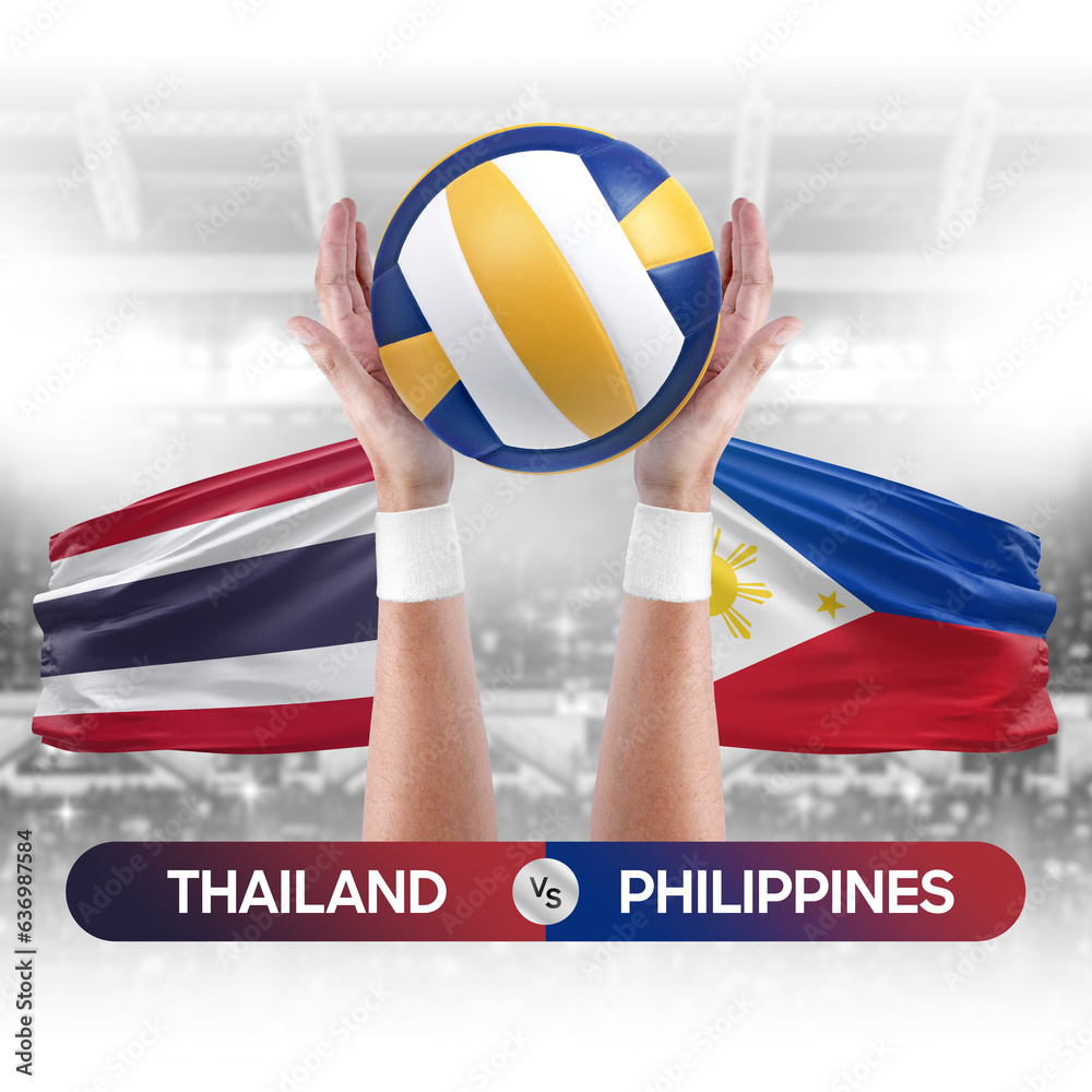 Thailand vs Philippines national teams volleyball volley ball match competition concept.