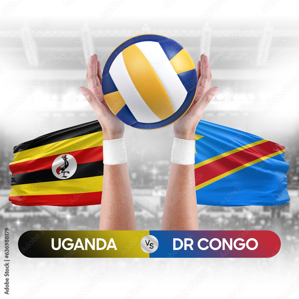Uganda vs Dr Congo national teams volleyball volley ball match competition concept.