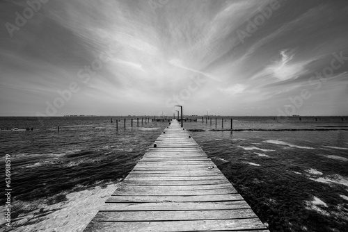 black and white pier picture