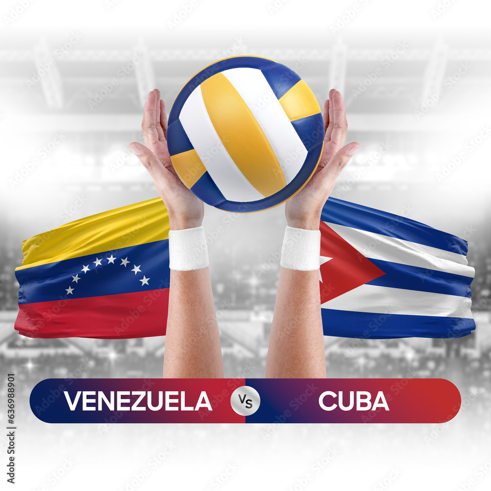 Venezuela vs Cuba national teams volleyball volley ball match competition concept.