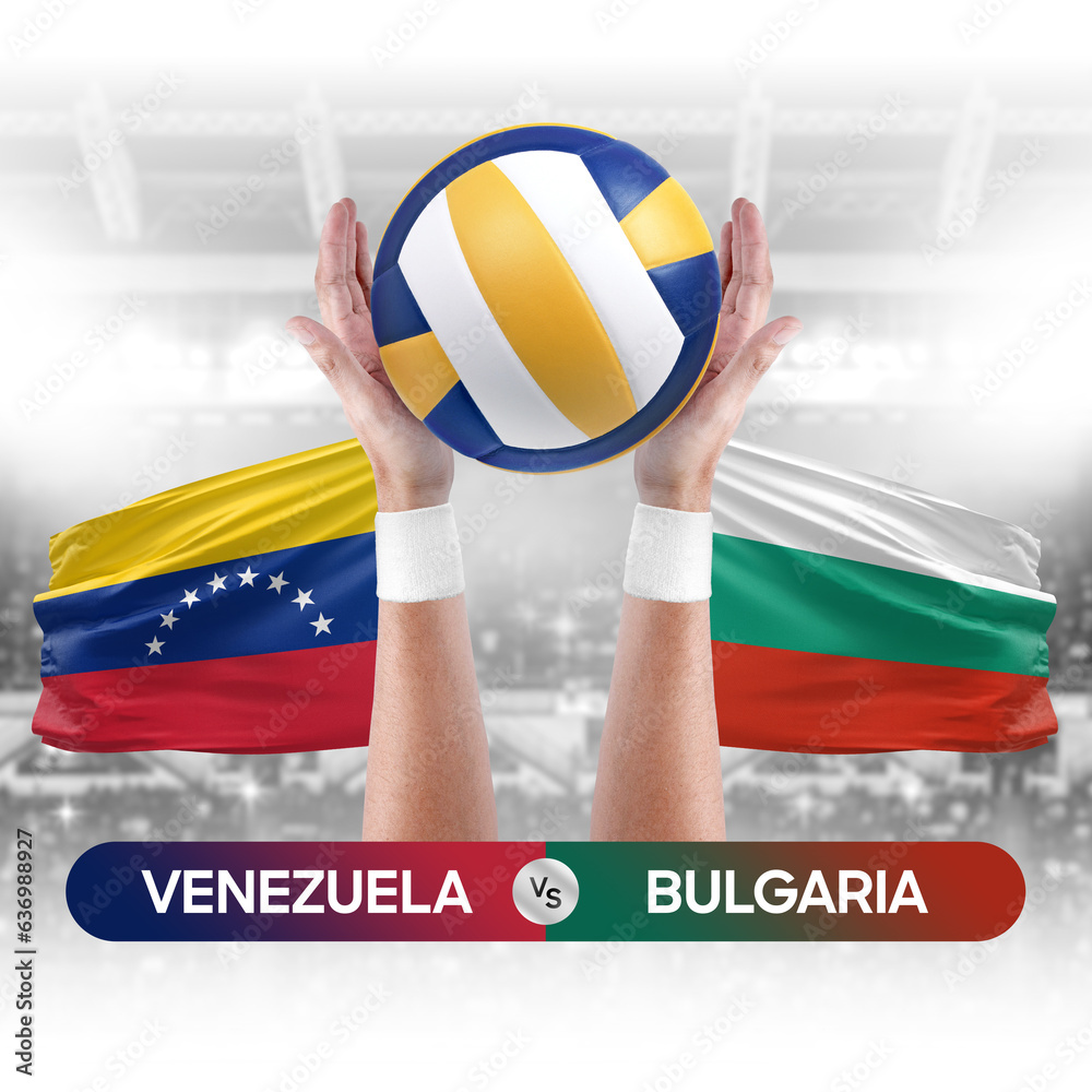 Venezuela vs Bulgaria national teams volleyball volley ball match competition concept.