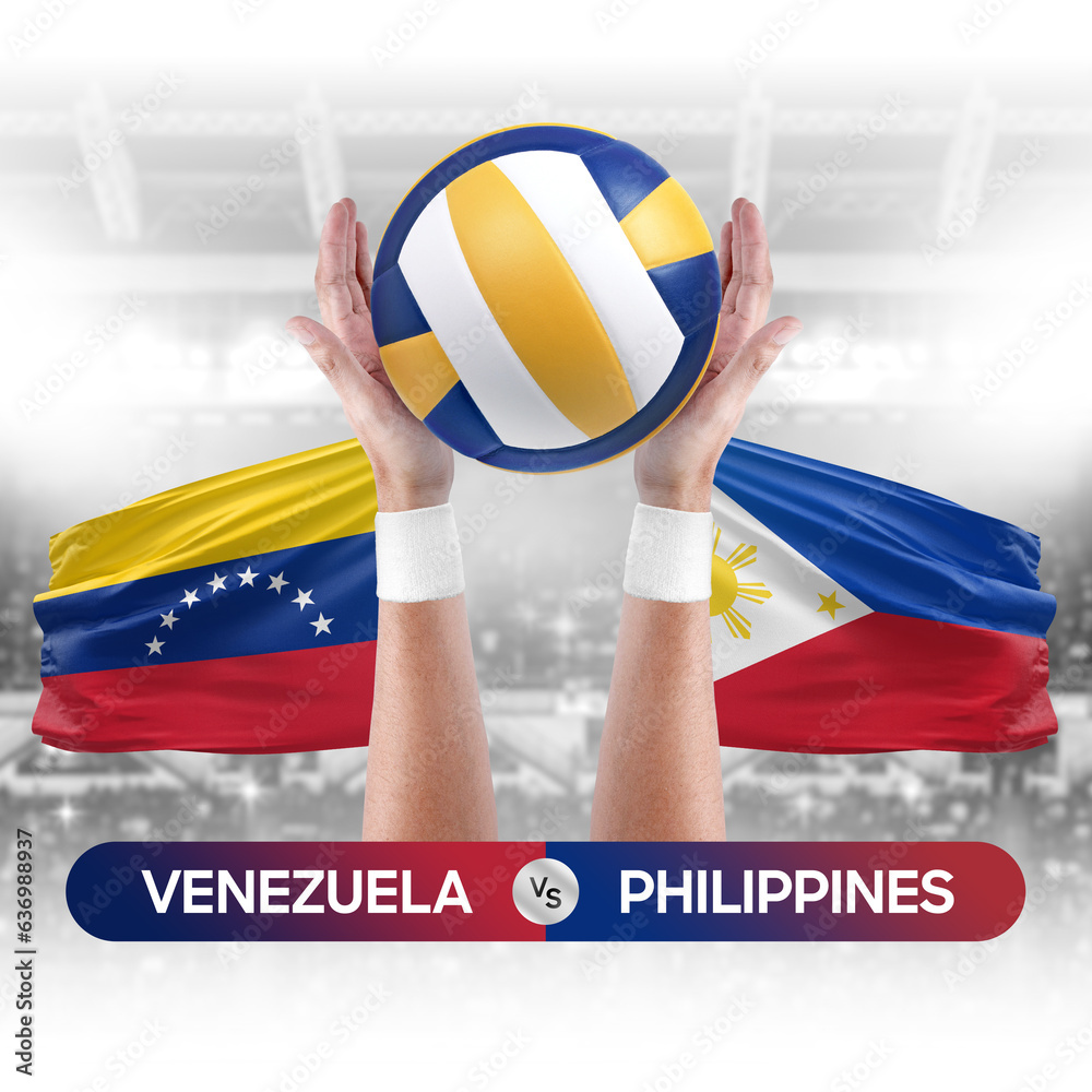 Venezuela vs Philippines national teams volleyball volley ball match competition concept.
