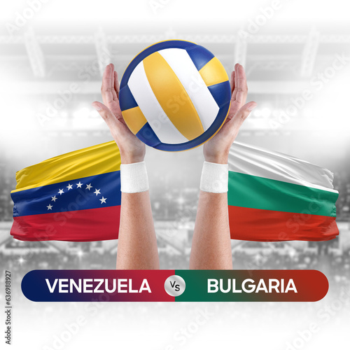 Venezuela vs Bulgaria national teams volleyball volley ball match competition concept.