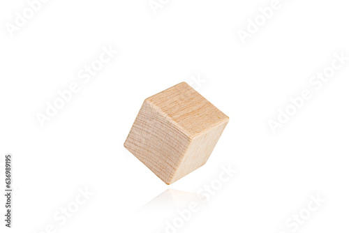 wooden cube one 1 pieces on isolate white background