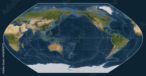 Tectonic plates. Satellite. Winkel I projection 180