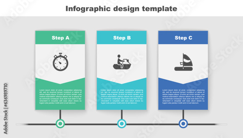 Set Stopwatch, Jet ski and Windsurfing. Business infographic template. Vector