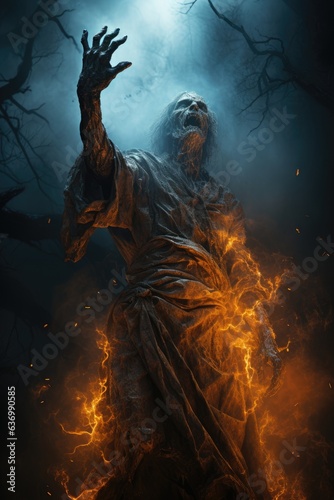 Captivating Halloween costume with spooky hand gesture  digital painting  dramatic lighting  moonlit night  artistic photograph  mysterious mood  creative photo manipulation technique