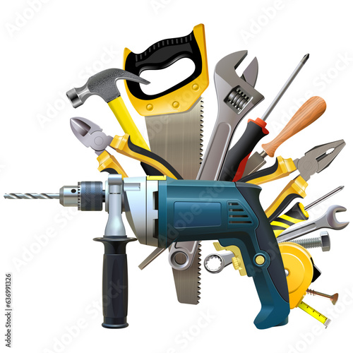 Vector Electric Drill with Hand Tools